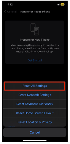  Enter your passcode and tap on “reset