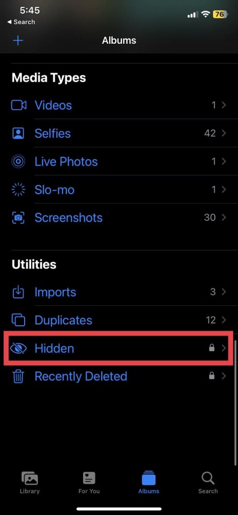 view hidden photos on iPhone