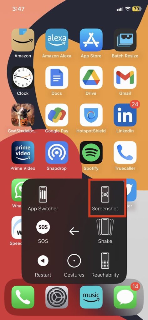 Iphone SE Tap on Screenshot