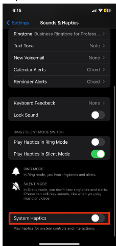 Scroll down and turn off vibration on iphone