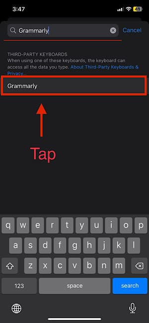 Search for the keyboard you downloaded 