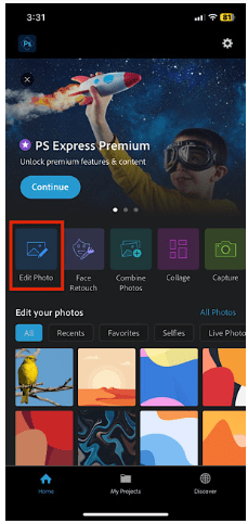Select the “edit photo” option