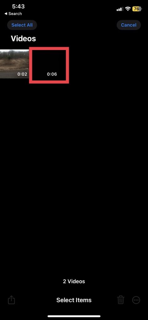 Select videos in iphone photos  app  