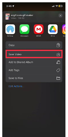  Tap on “Save Video