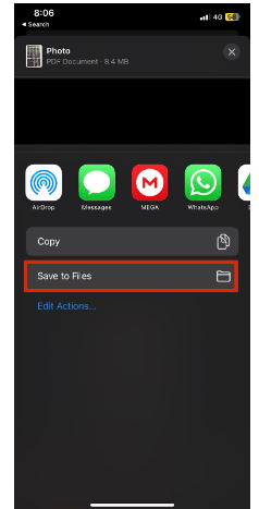 convert a picture to PDF on iPhone-Tap on “Save to files