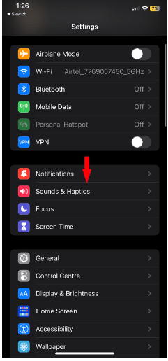 Tap on “Sound & Haptics.”