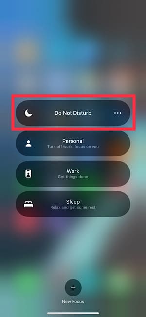 Tap on the Do Not Disturb button to turn it on off.