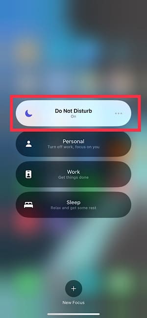 Tap on the Do Not Disturb button to turn it onoff.
