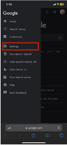  Tap on the settings button