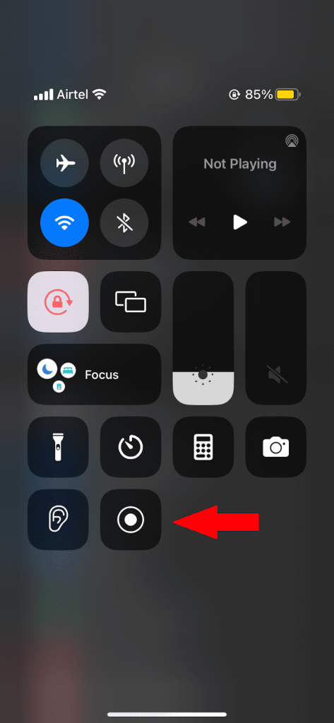  Tap the screen recording option 