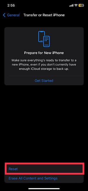 Transfer or Reset iphone