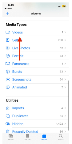 You find Videos under Media types