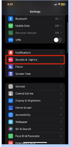  select “Sound and Haptics