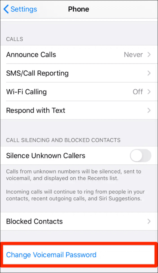 Change voicemail password