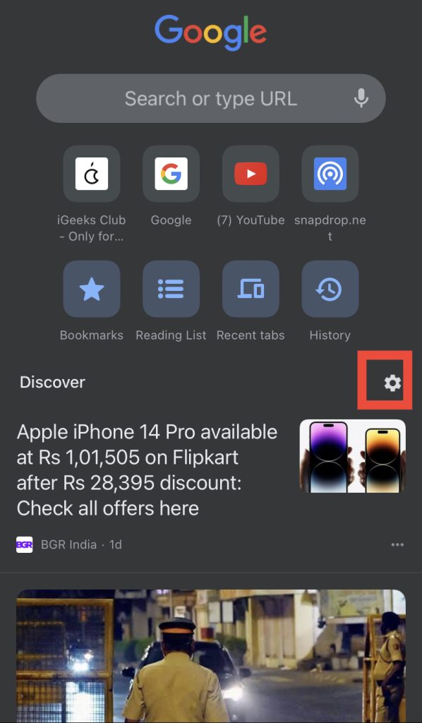 How To Turn Off Discover On Chrome On iOS