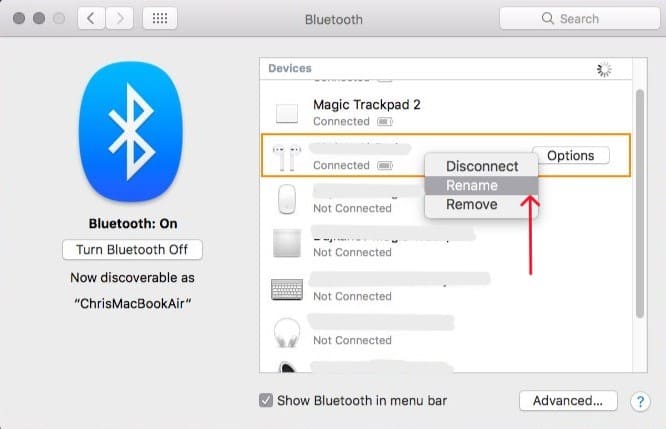 Rename your AirPods on Mac