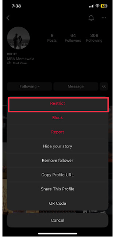 Select “Restrict” in red.