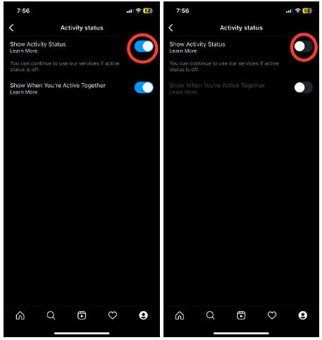Turn off the Activity Status switch