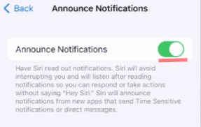 Turn the announce notifications switch off