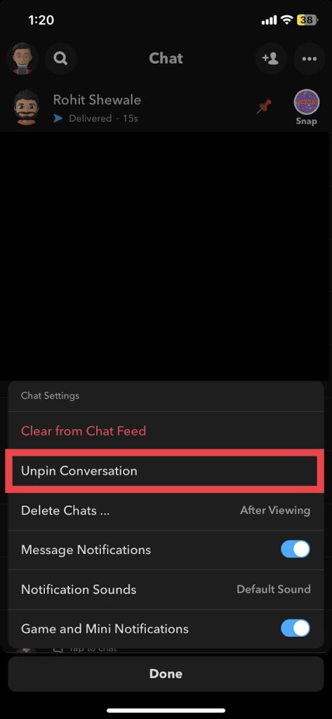 Unpin Conversation