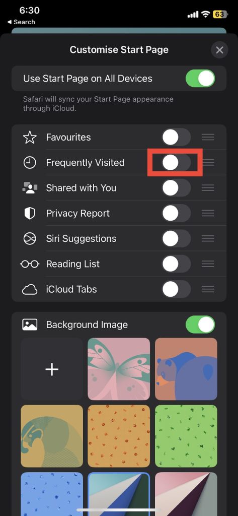 how to remove frequently visited on iphone