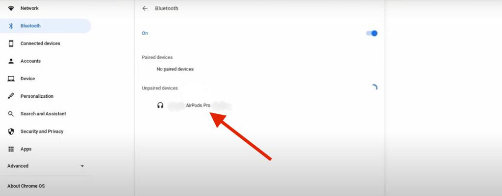 Connecting AirPods with Chromebook
