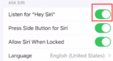 Disable the Hey Siri option.