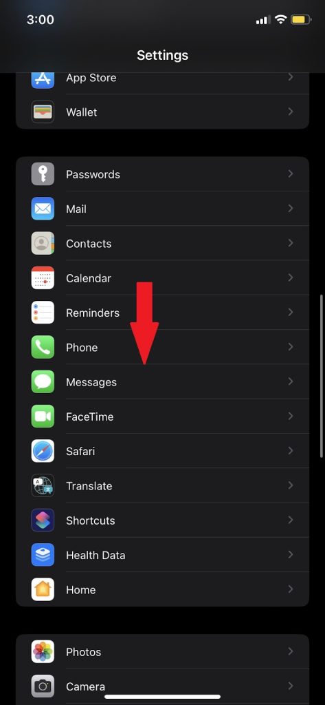 Open Messages on iphone