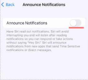 Select Announce notifications and then turn off the announce notifications switch