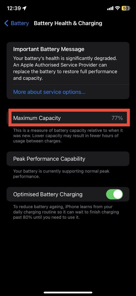 Select Battery Health & Charging.