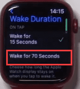 Select wake for 70 seconds
