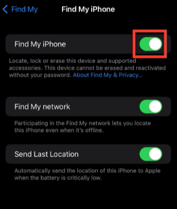 Turn Off Find My iPhone