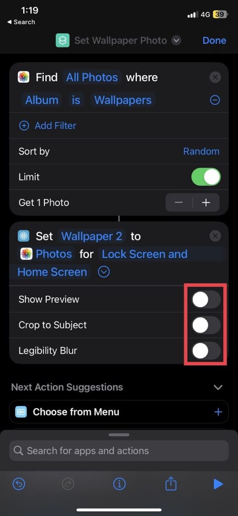  Turn off all the switches in the set wallpaper shortcut