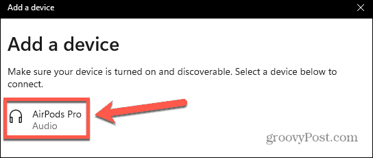 Select your AirPods from the list