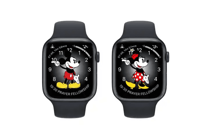 Mickey Mouse and Minne Mouse watch faces