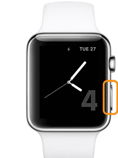 Press and hold the side button on the Apple Watch while it’s connected to its charger. 