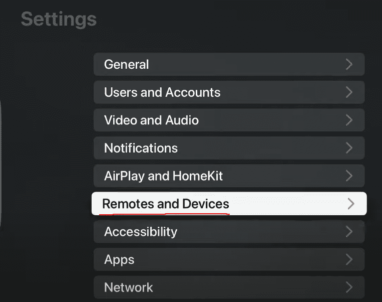 Select the remotes and devices option.