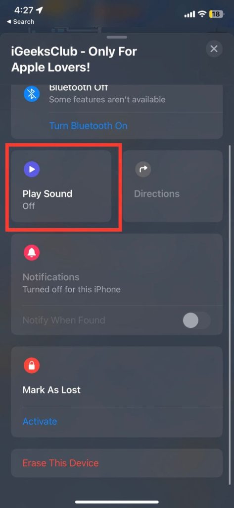 select the Play Sound button