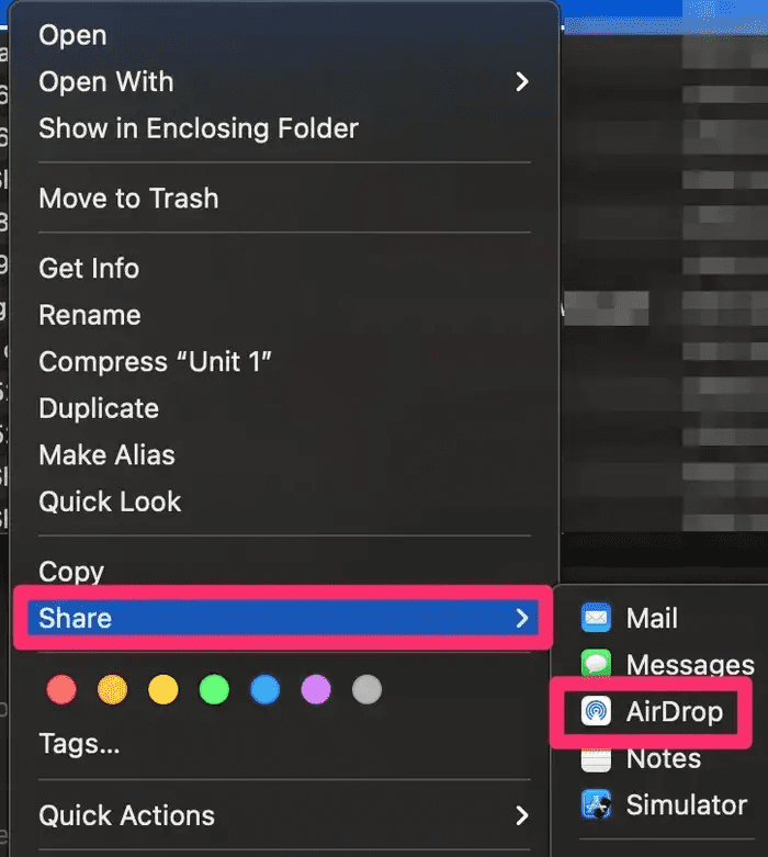 AirDrop from the share menu.