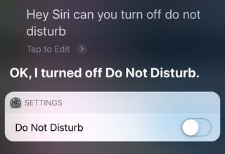 Hey Siri, turn off Do Not Disturb,”