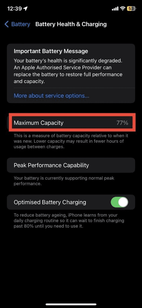 Select Battery Health and Charging.