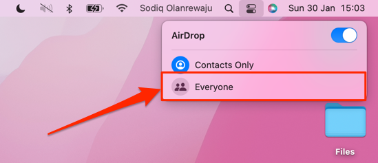 Select everyone in the AirDrop menu. 