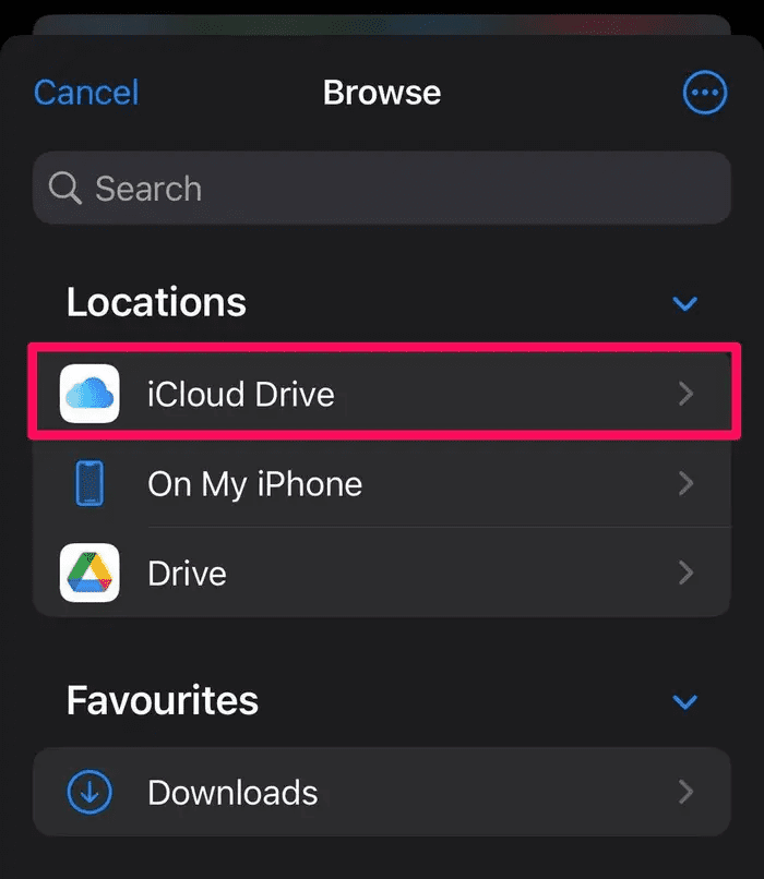 Select iCloud drive. 