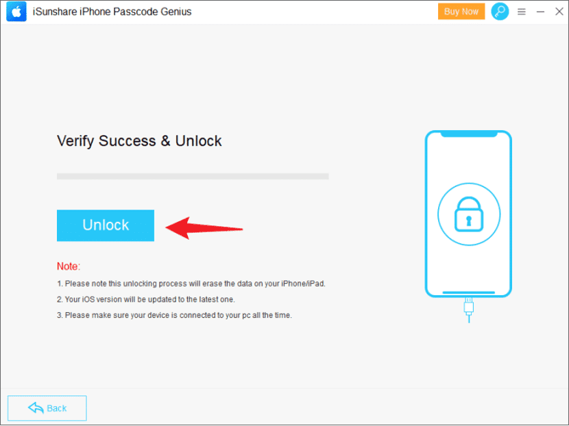 verify sucess and unlock