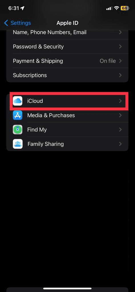 Select iCloud