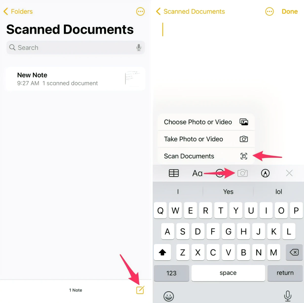 Select the “Scan Document” option.