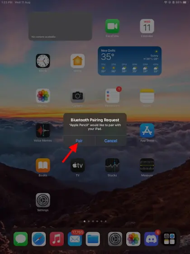 Select the pair button that appears on your iPad