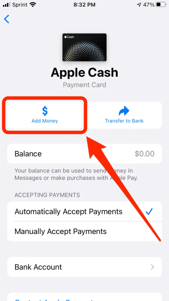 add money option