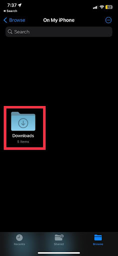 iPhon- Select the downloads folder