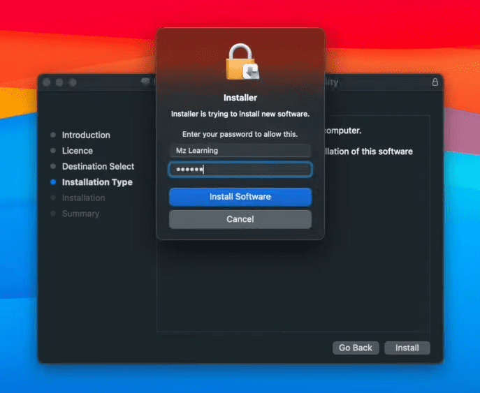 Enter the password to your Mac device